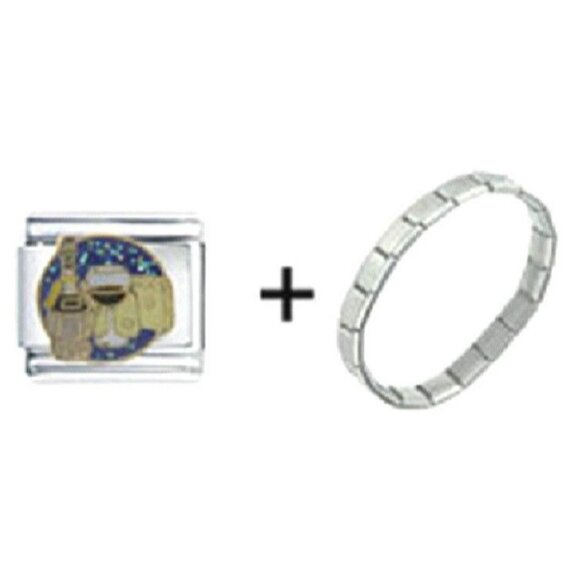 Bracelet Pugster Italian Charm Chianti Glass of Wine & Cheese - Picture 1 of 10